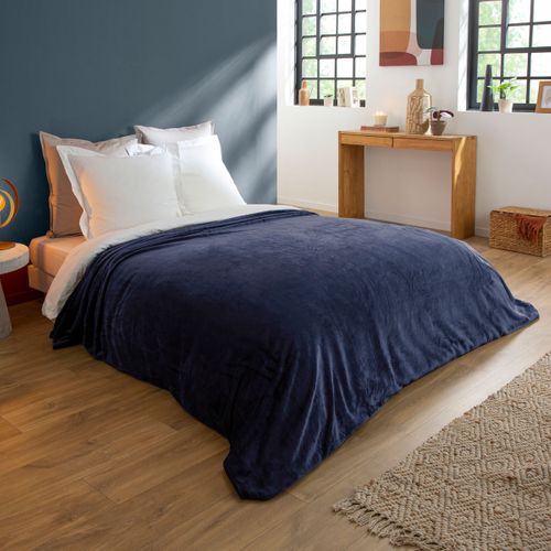 Couverture Polaire Extra Douce Coloris Bleu 180 X 220 Cm Bleu Foncé