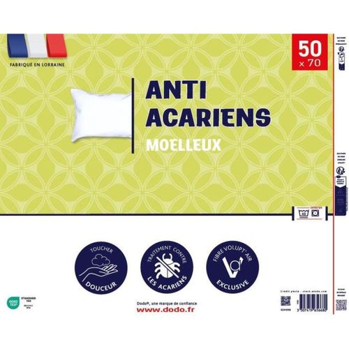 Oreiller Anti-acariens 50x70 Cm - 100% Polyester - Confort Moelleux