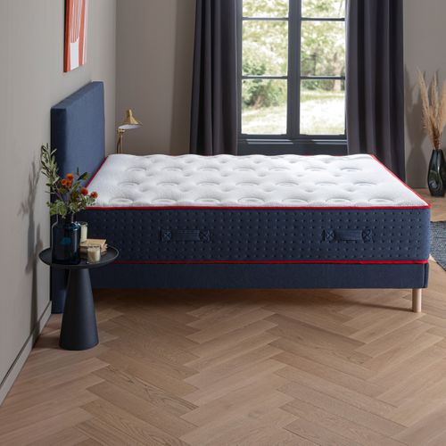Matelas Ressort Le Véritable Ferme 180 X 200 Cm Blanc, Bleu Foncé