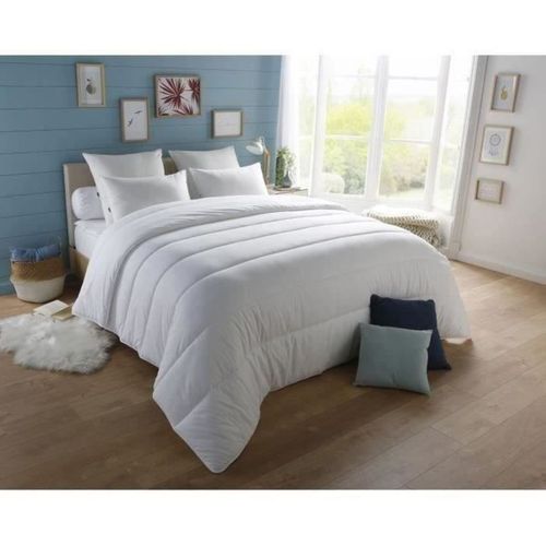Pack Couette Chaude 220x240 Cm + 2 Oreillers 60x60 Cm - Anti-acariens, Blanc