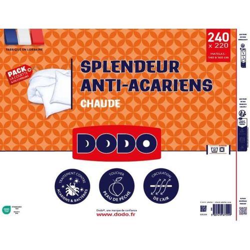 Pack Couette Chaude 220x240 Cm + 2 Oreillers 60x60 Cm - Anti-acariens, Blanc