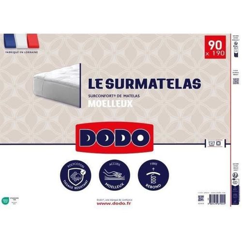 Surmatelas 90x190 Cm - 500 G/m² Fibre Creuse Siliconisée, Piqué Vagues