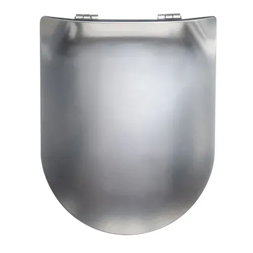 Abattant Wood Slim Déclipsable - Effet Métal Précieux - 48x36.5 Cm - Argent