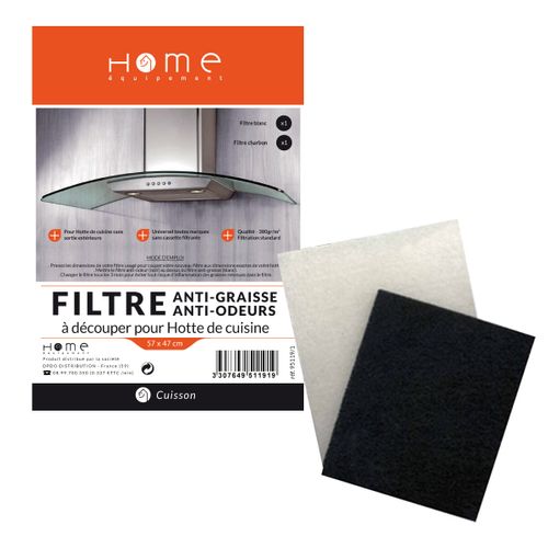 Filtre anti-graisse et HOME EQUIPEMENT anti-odeurs 95119/1 vue de face