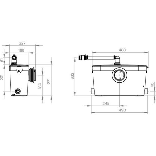 Pompe De Relevage Eaux Usées 4 Entrées 400 W Pour Salle De Bain Complète