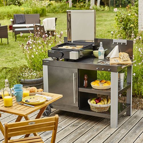 Plancha Électrique Avec Capot "finesta 43" - 2500 W - 44 X 56 X 19.5 Cm - Fonte Émaillée