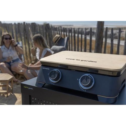 Plancha Gaz 4 Kw Dune 60, Plaque Fonte Émaillée, 2 Brûleurs