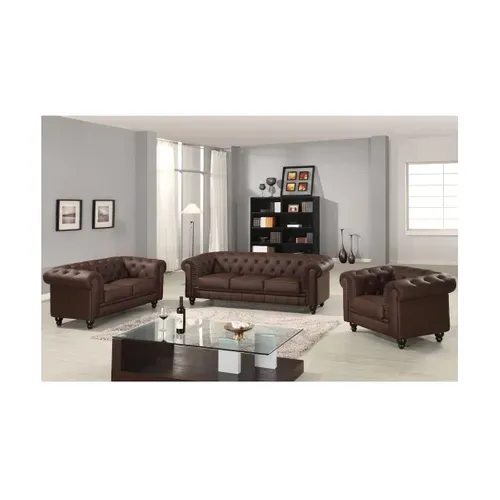 Grand Canapé 2 Places Chesterfield Marron