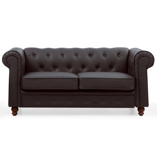 Grand Canapé 2 Places Chesterfield Marron