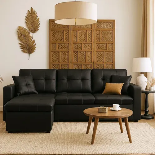 Canapé D'angle Convertible Toledo Noir