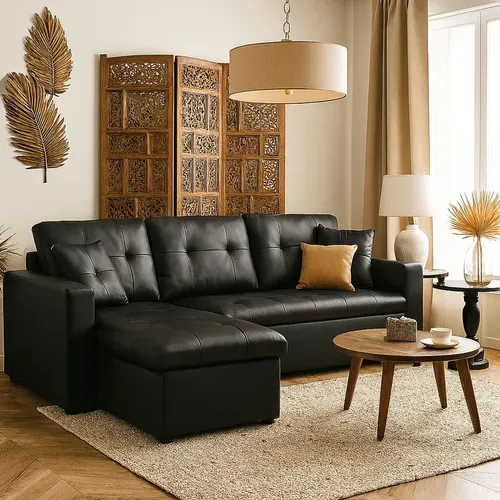 Canapé D'angle Convertible Toledo Noir