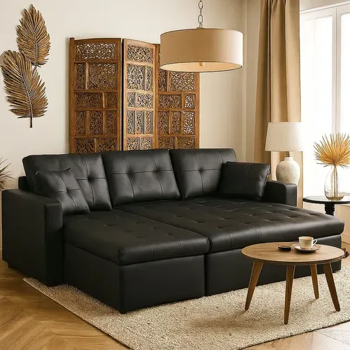 Canapé D'angle Convertible Toledo Noir