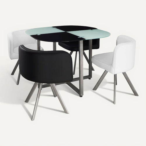Table Et Chaises Mosaic 90 Blanc Et Noir