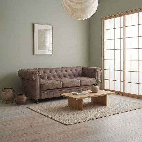 Grand Canapé 3 Places Chesterfield Vintage