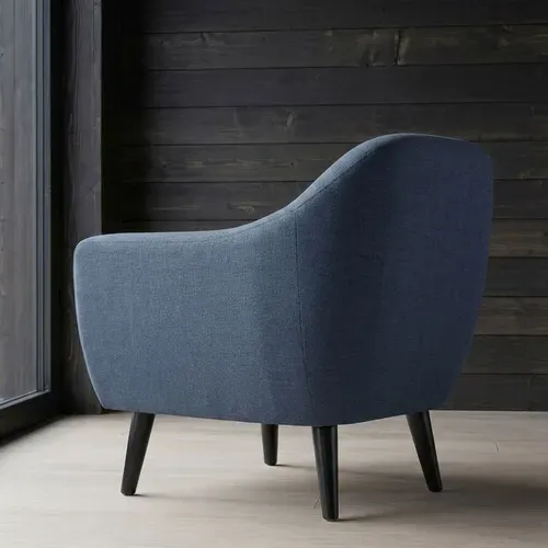 Fauteuil Scandinave Fidelio Tissu Bleu