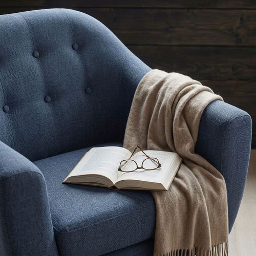 Fauteuil Scandinave Fidelio Tissu Bleu