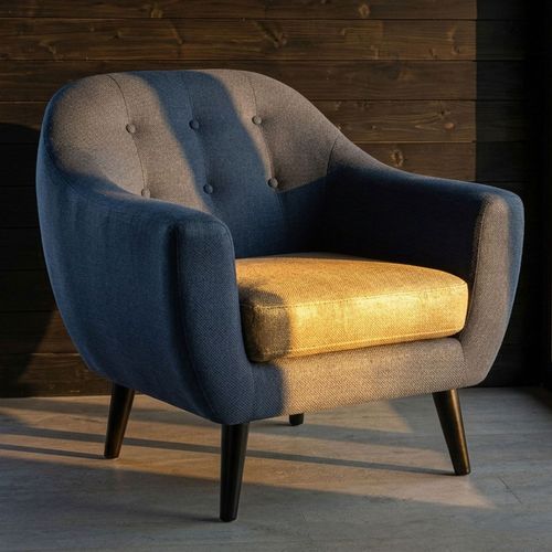 Fauteuil Scandinave Fidelio Tissu Bleu