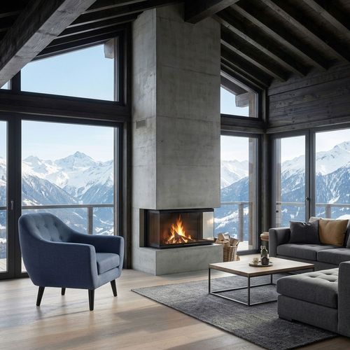 Fauteuil Scandinave Fidelio Tissu Bleu