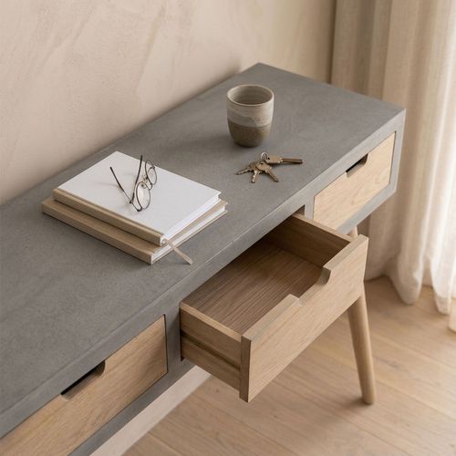 Console Scandinave 3 Tiroirs Tatum Gris