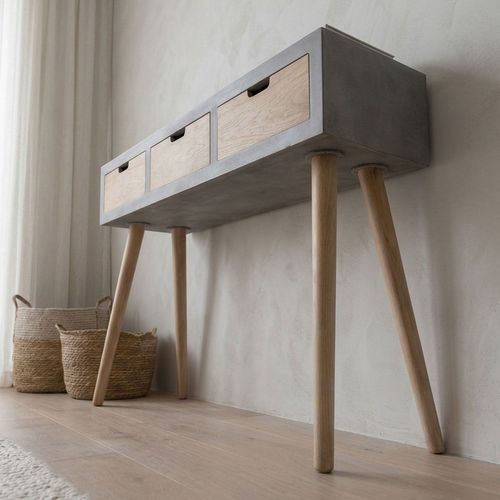 Console Scandinave 3 Tiroirs Tatum Gris