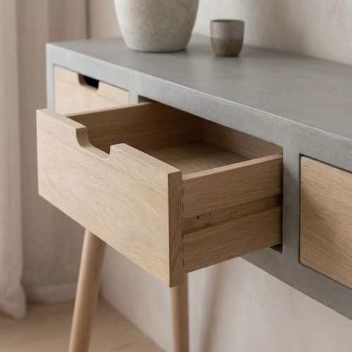 Console Scandinave 3 Tiroirs Tatum Gris