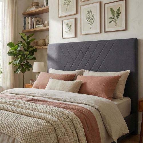 Tête De Lit Diam 180cm Tissu Gris Foncé