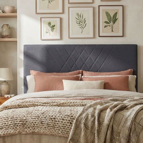 Tête De Lit Diam 180cm Tissu Gris Foncé