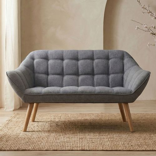 Canapé 2 Places Scandinave Zentao Tissu Gris Clair