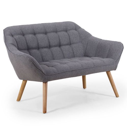 Canapé 2 Places Scandinave Zentao Tissu Gris Clair