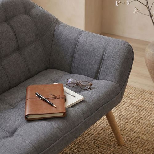 Canapé 2 Places Scandinave Zentao Tissu Gris Clair