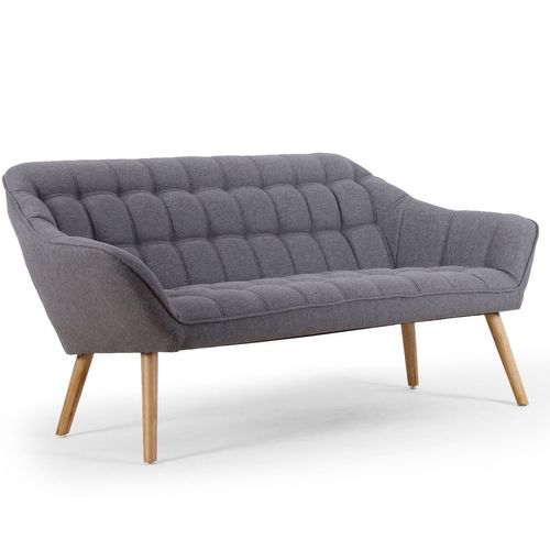 Canapé 3 Places Scandinave Zentao Tissu Gris Clair