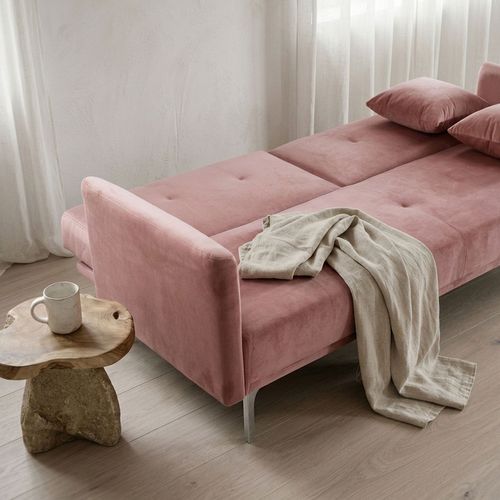 Canapé Convertible Clic-clac 3 Places Carla Velours Rose