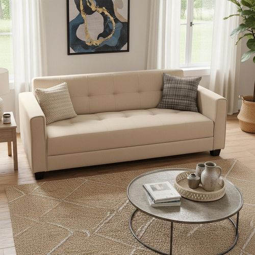 Canapé Convertible 3 Places Clayton Tissu Beige