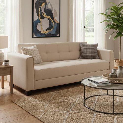 Canapé Convertible 3 Places Clayton Tissu Beige