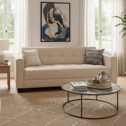 Canapé Convertible 3 Places Clayton Tissu Beige