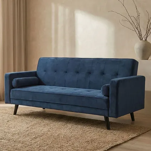 Canapé Convertible Clic-clac Scandinave Slow Velours Bleu