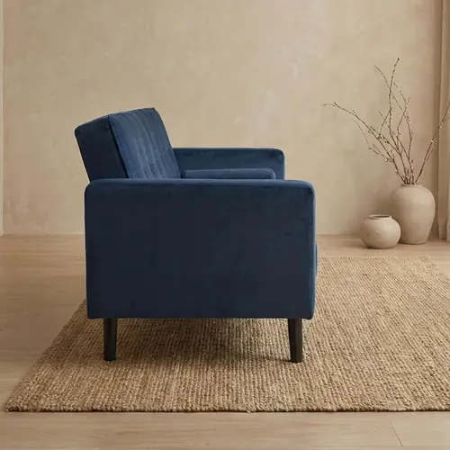 Canapé Convertible Clic-clac Scandinave Slow Velours Bleu