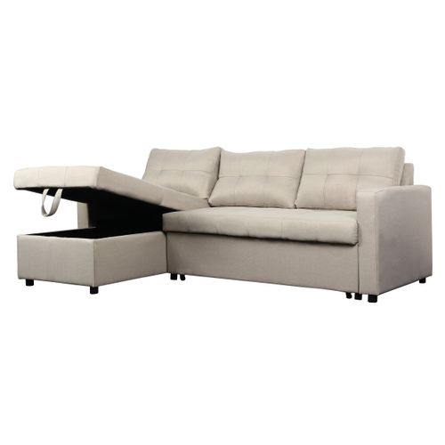 Canapé D'angle Convertible Toledo Tissu Beige