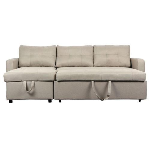 Canapé D'angle Convertible Toledo Tissu Beige