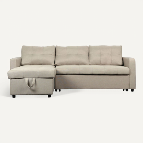 Canapé D'angle Convertible Toledo Tissu Beige