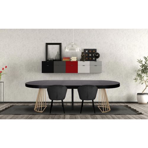 Table Ronde Extensible Soare Noir Pieds Or