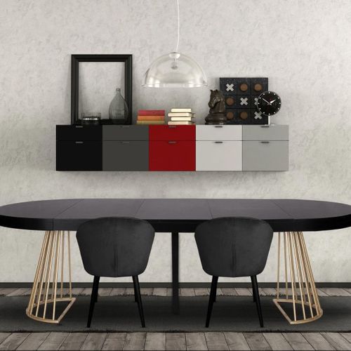 Table Ronde Extensible Soare Noir Pieds Or