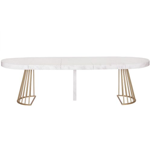Table Ronde Extensible Soare Effet Marbre Pieds Or