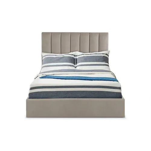 Lit Coffre Songe + Sommier Velours Taupe 140x190 cm