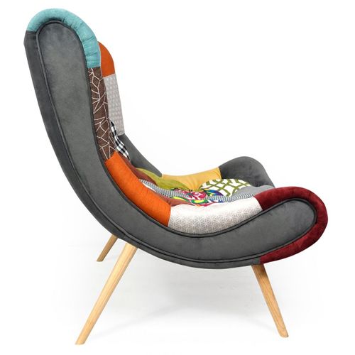 Fauteuil Scandinave Romilly Tissu Patchwork