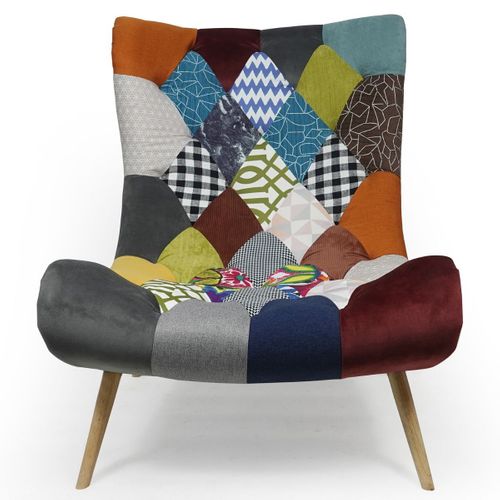 Fauteuil Scandinave Romilly Tissu Patchwork