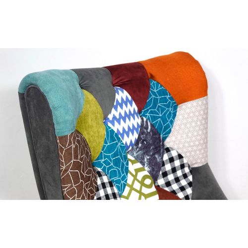 Fauteuil Scandinave Romilly Tissu Patchwork