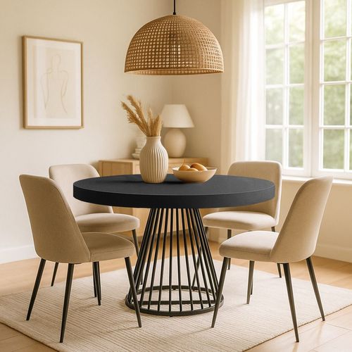 Table Ronde Extensible Grivery Noir Pieds Noir