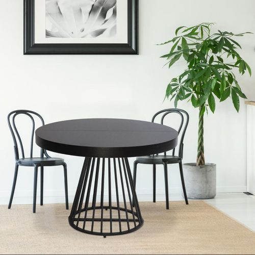 Table Ronde Extensible Grivery Noir Pieds Noir