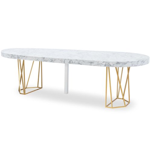 Table Ronde Extensible Yasmina Effet Marbre Et Pieds Or